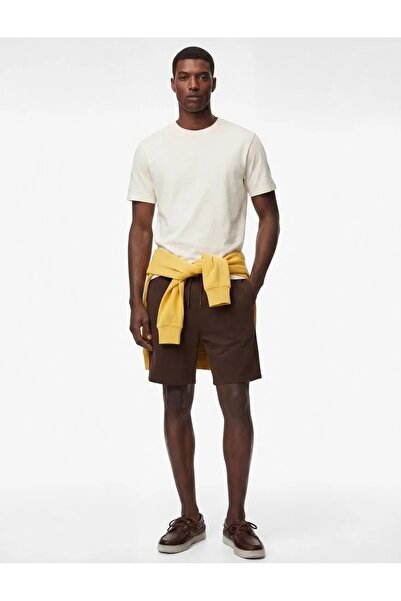 Koton Cotton Pocket Detailed Printed Bermuda Shorts with Tie Waist and Drawst...