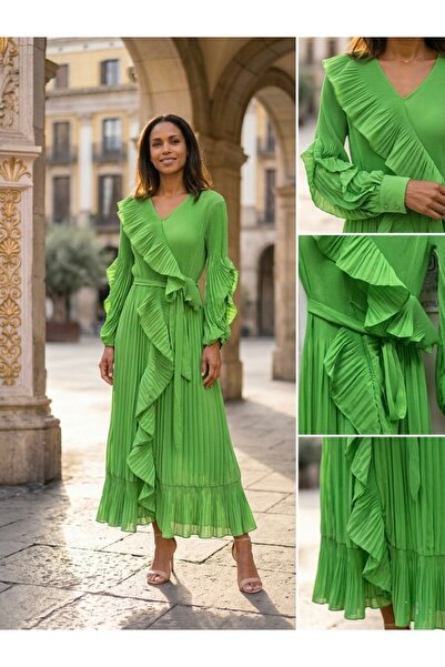 Rabiossa Women's Elegant Flounce Detailed Dress