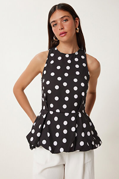 Lovelyİstanbul Μπλούζα με μοτίβο πουά και υφάσματα σε σχέδιο μπαλόνι LZV0070 ...