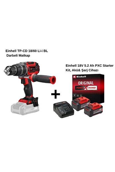 Einhell TP-CD 18/60 Li-i BL Çift Akülü 5.2 Ah Darbeli Matkap