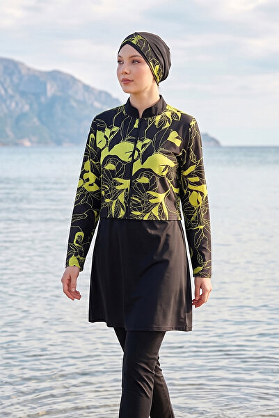 Haliç Mayo Μαγιό με σχέδια, πλήρως καλυμμένο, τεσεττούρ, 22 Μαύρο