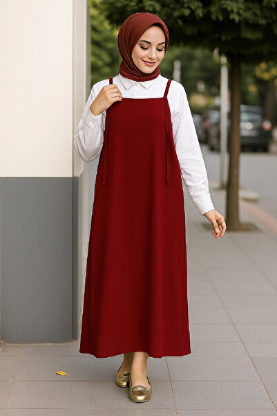 Beruflic Women's Burgundy Basic Adjustable Strap Jile Dress