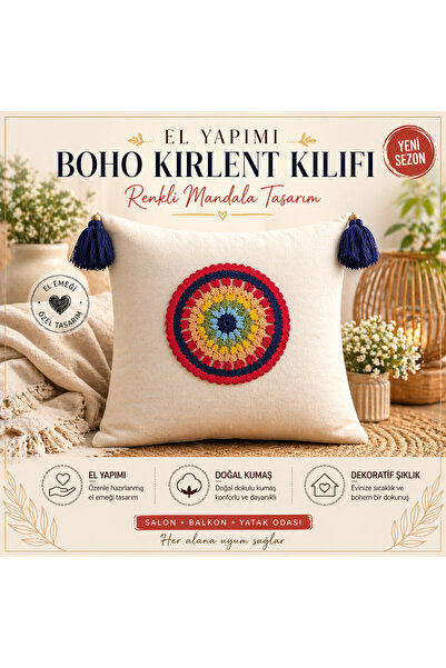 Sister Home Design Boho mandala jastučnica, ručno izrađena od prirodne tkanin...