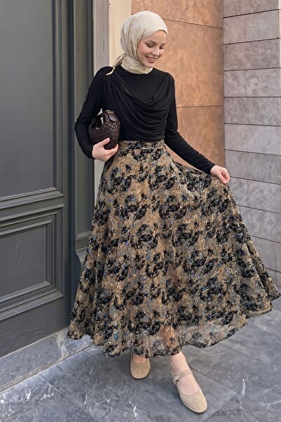 InStyle Σετ Γιόριο με Φούστα με Σχέδια και Καφέ Χρώμα Γάλακτος