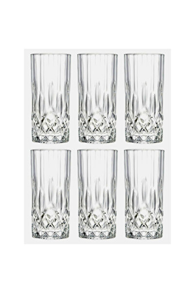 OEM Set of 6 Tall Glasses, 360 ml, Modern Textured Base, Premium Clear Glass ...