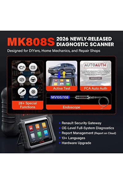 Autel Scanner MaxiCOM MK808S: 2026 Upgraded of MK808/MX808