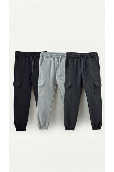 Mışıl Kids Αθλητικό παντελόνι Cargo Pocket Basic για αγόρια, 3 τεμαχίων