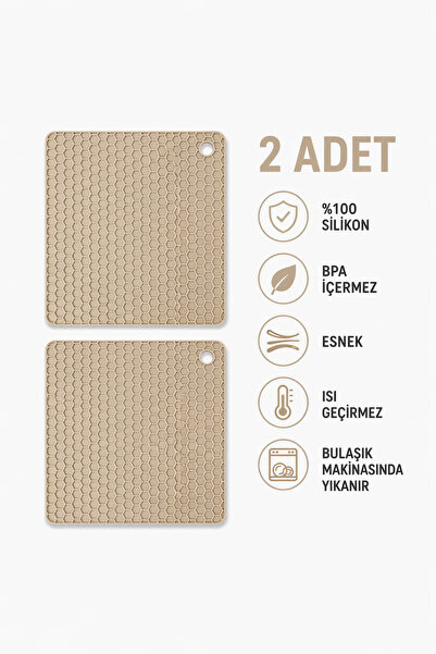 evolis kitchen 2 Adet Krem Isıya Dayanıklı Yanmaz Yapışmaz Silikon Nihale