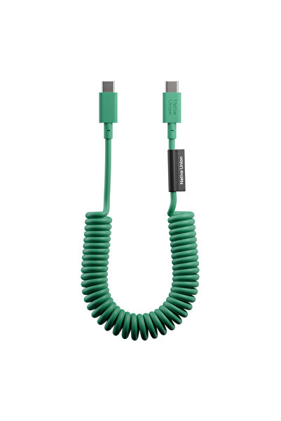 Native Union POP Serisi Type-C to Type-C Spiralli Şarj Kablosu 60W 1.2M Yeşil