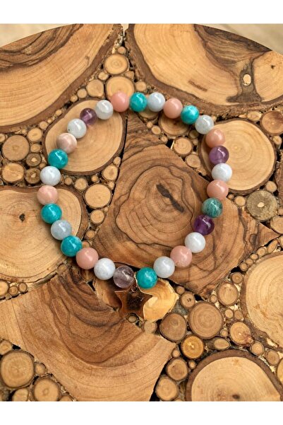 AYZE DOĞALTAŞ Amethyst, Moonstone, Helidor and Amazonite Bracelet