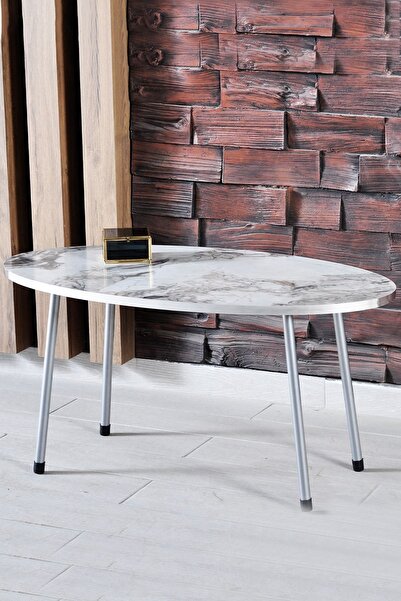 FALEZ MOBİLYA AKSESUAR Gümüş  Elips Gümüş Metal Ayak Orta Sehpa