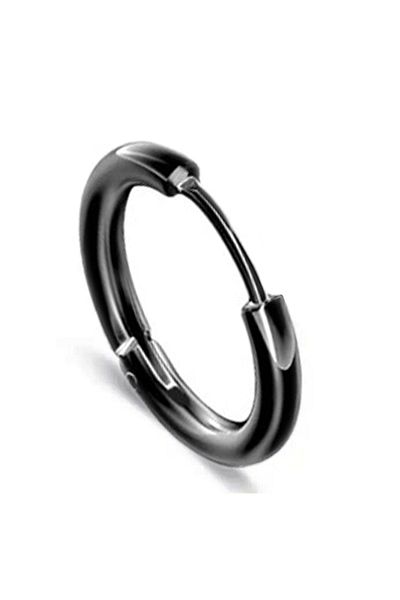The Collection Unisex Surgical Steel Black Color 12 Mm Hoop Earring