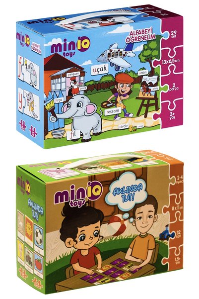 minİQ toys Let's Learn the Alphabet + Remember Memory Game Set of 2 Educational Puzzle