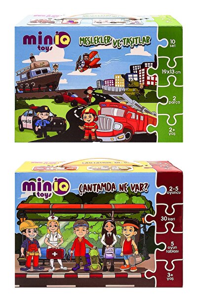 minİQ toys ماذا يوجد في حقيبتي؟ + مجموعة المهن والمركبات المكونة من 2 أحجية ت...