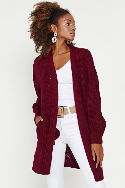 Hopoi Cardigan ajurat de damă bordeaux Cck4321