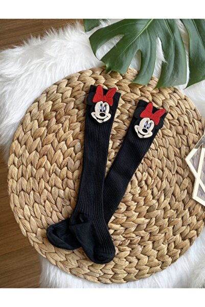 Arden Kız Bebek Minnie Diz Altı Siyah Çorap