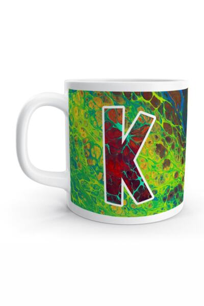 Rock'n Fox Letter K Psychedelic Marbling Art Psychedelic Colored Letter Mug