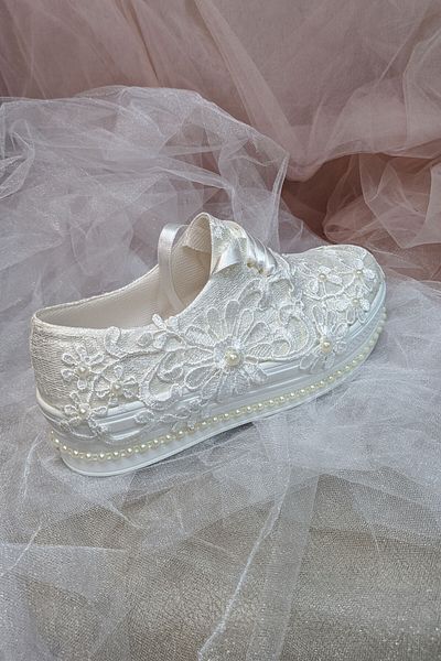 Berush Bride Seria 240 Mid Vans Pantofi de rochie de mireasa cu dantela cu flori