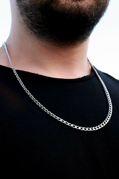 fullcontrol Men's Gray Barley Model Silver Color Chain Necklace