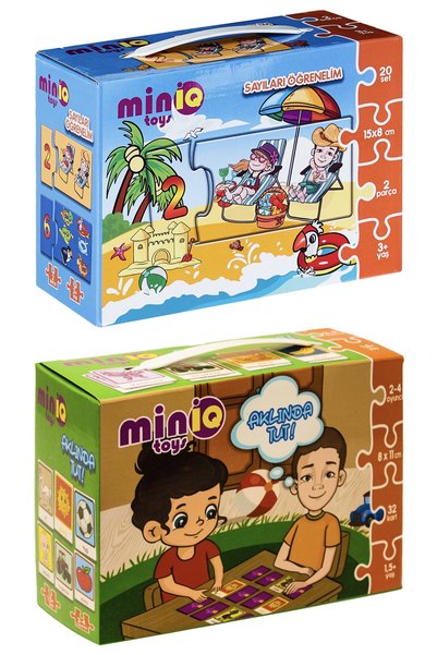 minİQ toys هيا نتعلم الأرقام + لعبة تذكر الذاكرة، مجموعة مكونة من قطعتين من الألغاز التعليمية