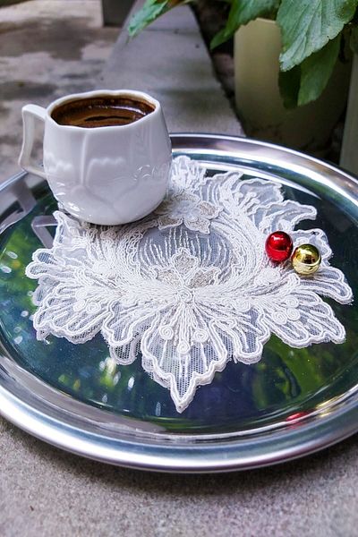 Emtory Home 6 bucăți alb și auriu stil francez modern cu pahare și șervețel de cocktail