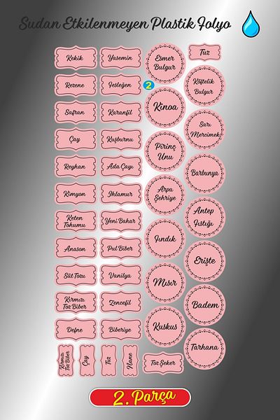 ENGINPRINT Pink 107 Pieces Spice Pulses Nuts Jar Label Sticker + Watercolor Heart Sticker