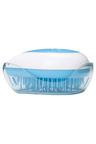 LAND OF MYTH Lom1247 Compact Detangling Brush To Go - Bag Type Capped Hair Detangling Combing Brush - Blue White