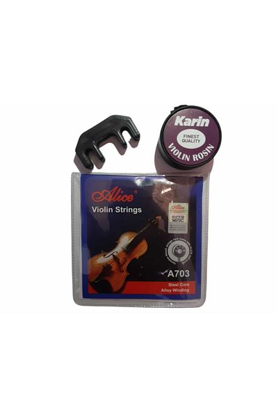 Alice A703 Professional Set Violin String + Violin Silencer + Karin Violin Resin