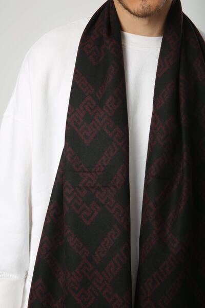 BALIENTE Μαύρο-μπορντό ανδρικό κασμίρι διπλής όψης