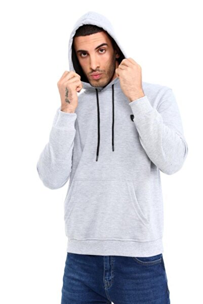 Rey Polo Men's Hooded Kangaroo Pocket Long Sleeve Pique Basic Sweatshirt