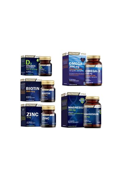 Nutraxin Omega 3 Fish Oil - 2000 Mg 60 Capsules + Biotin + Vitamin D3 + Zinc and Magnesium Supplement