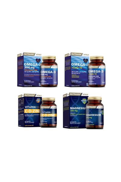 Nutraxin Omega 3 2000 Mg - 60 Capsules Vitamin Max+Magnesium +Coq-10 (Coenzyme) 60 Capsules
