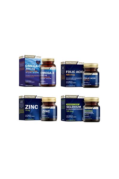 Nutraxin Omega 3 Fish Oil - 2000Mg60 Capsules+selenum 100 Tablets+folic Acid 100 Tablets+zinc 100 Tablets