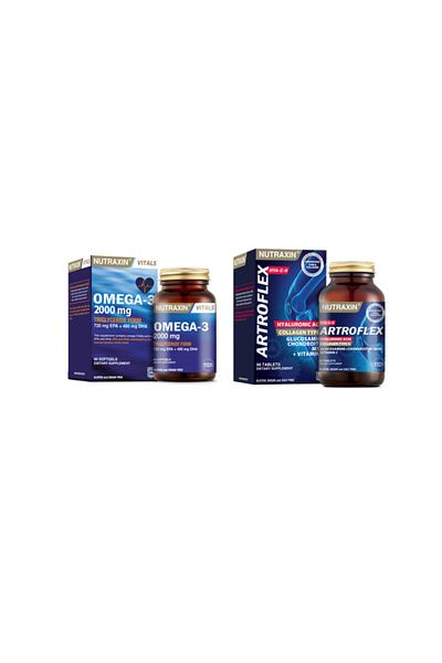 Nutraxin Omega 3 Fish Oil - 2000 Mg 60 Soft Capsules + Hya C-Ii Glucosamine Series 90 Tablets