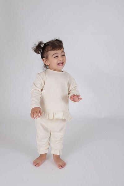 Totzee Ruffle Trousers Beige