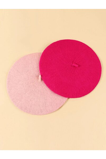 Goldmine French Painter Felt Beret Set Pink&fuchsia