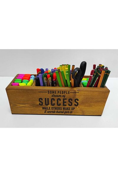 woodretro Ξύλινη θήκη για στυλό 35x12 Organizer Home Office Δώρο Μακιγιάζ Κουτί