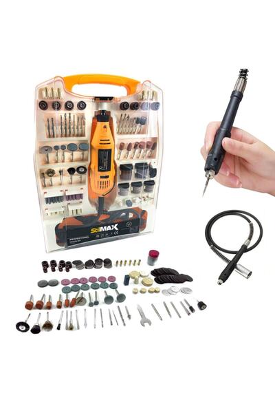 stilmax German 350 Parça 450 Watt 6 Kademe Devir Ayarlı Hobi Gravür Zımpara Taşlama Makinesi + Şaft