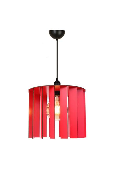 Morvizyon Dekoratif Tasarım Ahşap Avize - M310 Kırmızı