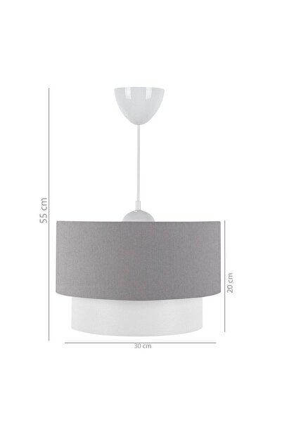 EvLight Set of 3 Chandelier and Nightstand Wooden Lampshade / Anthracite