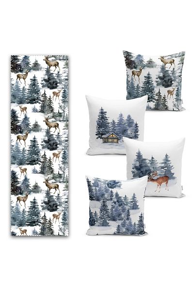Realhomes Set de 4 perne cu tematică de iarnă, cu design de brad de pin
