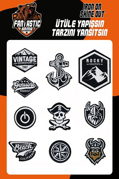 FANTASTIC ARMA Set de armă țesută care se lipsește cu fier de călcat Patch Patch Sailor, model pirat