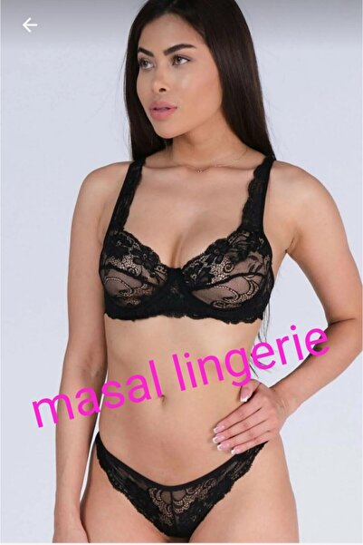 Masal Lingerie Дамски комплект сутиен с банели от черна дантела