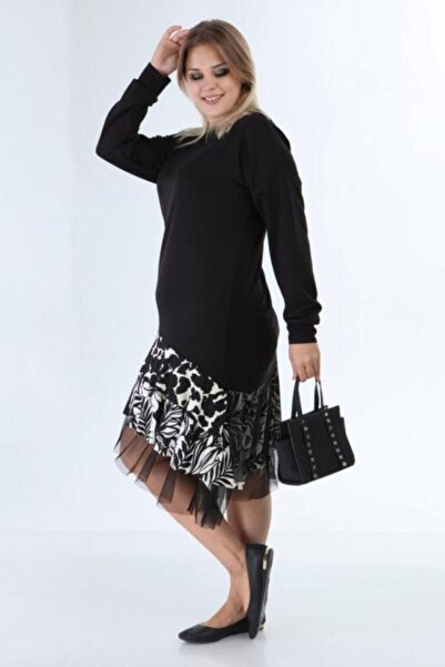 Şirin Butik Γυναικείο φόρεμα μαύρο τούλι με λεπτομέρειες