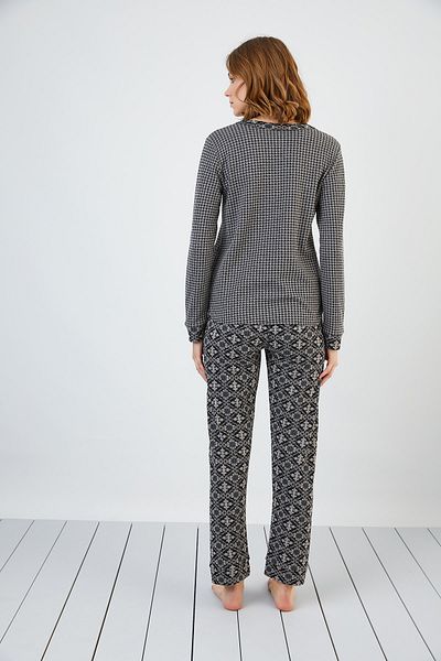 Sevim 13174 Set de pijamale jacquard cu decolteu în V pentru femei