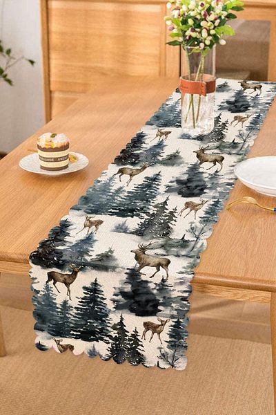 Realhomes Acuarelă Pin și Cerb Design Digital Printed Modern Runner