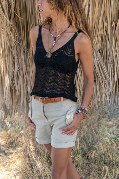 AQE FASHION Γυναικεία πλεκτή μπλούζα με λουράκι με λαιμόκοψη σε μαύρο χρώμα