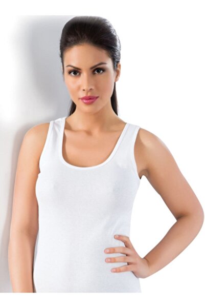 by HW Lüx Drm Жіночий білий бавовняний топ на бретельках 051