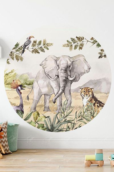 TUGİBU Round Circle Safari Wall Sticker
