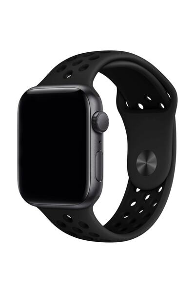 Quse Apple Watch 46/45/44mm & Series 1-3 42mm Uyumlu Delikli Spor Silikon Kor...